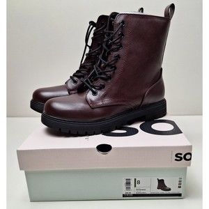 NIB! Sonoma Goods for Life Reindeer Women's Combat Boots Burgundy-Asst. Sizes